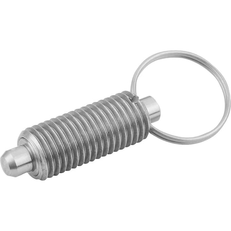 Indexing Plunger Wout Collar Size:0 D1=M08X1, D=4, Form:T Wout Locknut, Stainless Steel Not Hardened